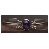 Sterling Cuff with Amethyst, 8.45g