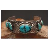 Zuni Sterling Turquoise Cuff Bracelet, 78.43g