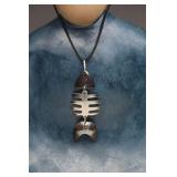 Silver Colored Fishbone Pendant Necklace