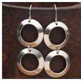 Silver-Toned Dangle Hoop Earrings