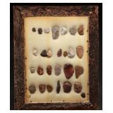 Framed Display of Native American Lithic Artifacts