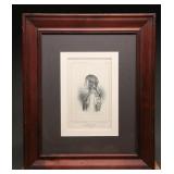 1850 Lithograph of Navajo Chief Chapaton, Framed