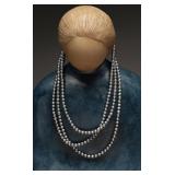 Three-Strand Iridescent Metal Bead Necklace
