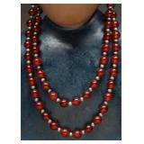 Double-Strand Carnelian Bead Necklace