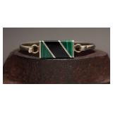 Sterling Bracelet Malachite Onyx Inlay 14.01g