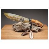 Decorative Hunting Knife with Painted Handle