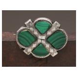 Silver & Malachite Brooch, 7.62g