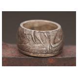 .999 Silver Engraved Ring, 27.63g