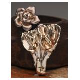 Sterling Rose Ring & Brooch, 42.59g