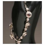 Sterling with Red Stone Bracelet, 25.10g