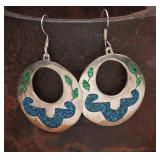 Enamel & Chipped Stone Dangle Earrings