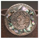 Sterling Mayan Face Brooch, 20.93 g