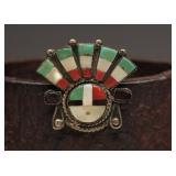 .925 Zuni Style Inlay Brooch, 7.52g
