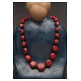 Red Beaded Necklace, 19-Inch Length