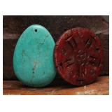 Turquoise and Red Jade Stone Pendants