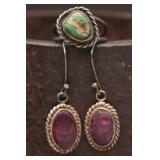 Sterling Ring & Earrings, 8.55g