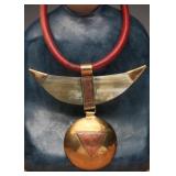 Brutalist Tribal Mixed Metals Pendant Necklace