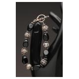 Sterling Silver and Onyx Bracelet, 26.41g