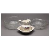 Glass Bowls & Porcelain Pitcher Set