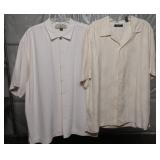 Two Mens Silk Short Sleeve Button-Up Shirts