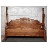 Carved Oak King Bed Frame