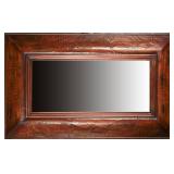 Faux Distressed Wood Framed Mirror