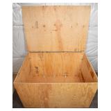 Wooden Storage Crate with Hinged Lid and Handles