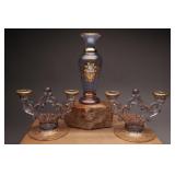 Bohemian Vase & Candelabra