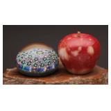 Glass Paperweight and Apple