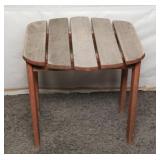 Wooden Slatted Stool With Rectangular Top