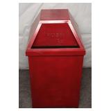 Red Steel Push-Top Trash Can