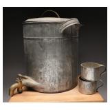 Antique Tin Dispenser W/ Two Cups