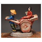 Occupied Japan Figurine Rickshaw Scene