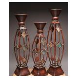 Three Stained Glass Candle Holders