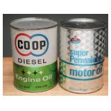 Two Vintage One-quart Oil Cans, Full