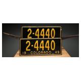 1949 Colorado License Plates Pair