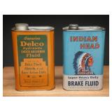 Vintage Delco and Indian Head Brake Fluid Cans