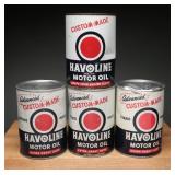 Four Havoline Motor Oil Cans, Full