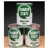 Quaker State Motor Oil Quart Metal Cans, Full