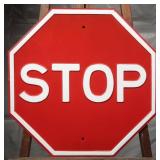 1954 Embossed Steel STOP Sign, Restored