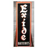 1952 Exide Batteries Embossed Tin Sign, 48" X 16"