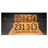 1931 Colorado License Plates Pair