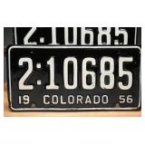 1956 Colorado License Plates Matched Pair