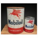 Vintage Mobiloil Oil Cans Set