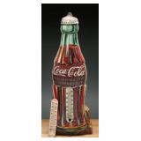 1930 Coca-Cola Tin Bottle Thermometer
