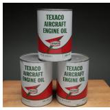 Texaco Aircraft Engine Oil Cans, Full