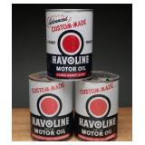 Vintage Havoline Motor Oil Quart Cans Empty