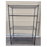 Black Metal Four-Shelf Storage Rack Unit