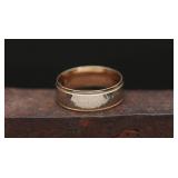 14K Gold Camelot Hammered Wedding Band, 6.50g