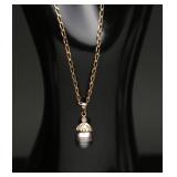 14K Tahitian Pearl & Diamond Necklace, 5.41g